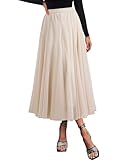 Happy Sailed Women's Tulle Skirt Elastic High Waisted Mesh Layered A-Line Long Flowy Skirts for Women Night Out Women Clothes Fashion 2026 Beige Large
