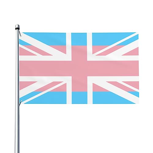 Gay Pride Lgbt Transgenre UK Union Flag Drapeau de maison à rayures, drapeau de 9,5 x 1,5 m sur un seul côté à l'extérieur, bannières anti-décoloration aux couleurs vives, décoration extérieure de co