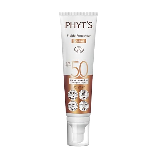 Phyts Sun Protective Fluid SPF 50 - Mineral Sunscreen for Face with Vitamin E and Shea Butter -...