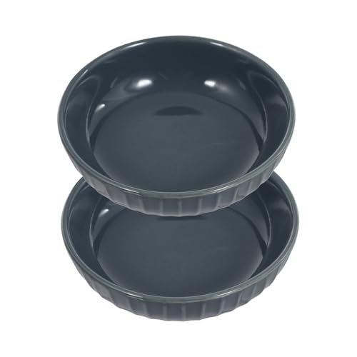 OFFSCH Small Ceramic Sauce Plate Set 2 Pcs Grey Blue for Seasonings Appetizers and Side Dishes