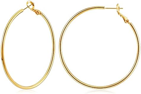 Gacimy Gold Hoop Earrings for Women 14K Real Gold Plated, 925 Sterling Silver Post Gold hoops for Women