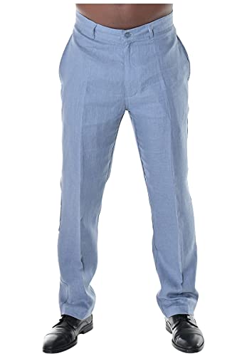 bohio Mens Casual Summer Flat Front Pants 100% Linen - in (6) Colors - MLP50 - Main Image