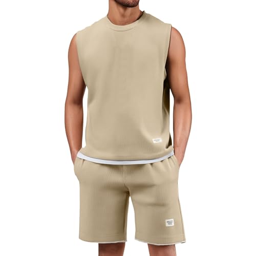 Survêtement sport léger t-shirt et short ensemble homme 2 pièces coton