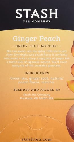 Stash Tea Green Tea, Ginger Peach with Matcha, 18 ct - Image 5