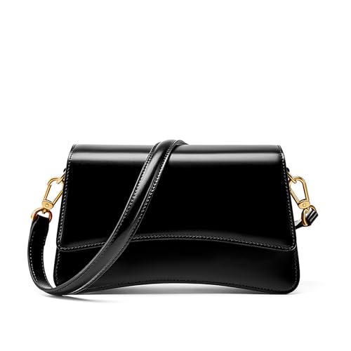 Womens Shoulder Bags Black Leather Small Handbag Crossbody Bags Retro Underarm Bag Fashion Clutch Purses