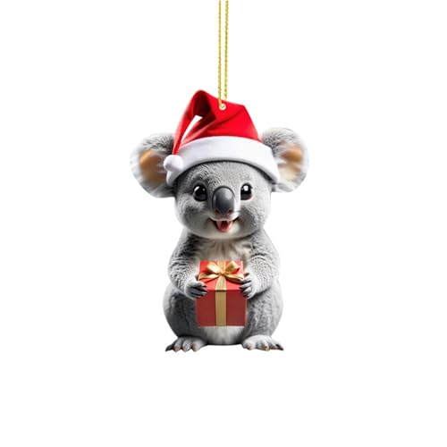 Colgante de árbol de Navidad 2D de koala, doble impresión, acrílico, decoración de koala, interesante decoración para Navidad (C, 8 cm)