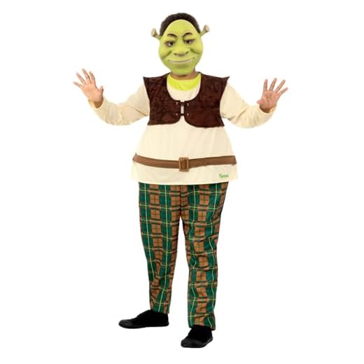 Smiffys Disfraz de Shrek para niños, Verde, con traje de aro y máscara de EVA