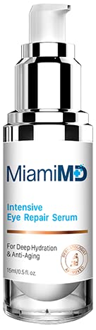 MiamiMD Intensive Eye Repair Serum Under Eye Treatment & Anti-Aging Cream For Crow’s Feet, Anti Wrinkle, Eye Bags - All Skin Types - Day & Night - Paraben Free, Cruelty Free, Fragrance Free - 15 ml