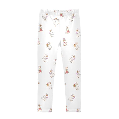 Funny Farm Duck Girls Leggings,Workout Leggings for Girls Toddler Athletic Leggings Size for 3-10T