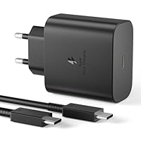 Chargeur USB C, 45W Chargeur Super Charge Rapide pour Samsung Galaxy S25,S24+,S24 Ultra,S23+,S23 Ultra, S22,S21,Note20 Prise Secteur USB C Adapteur Chargeur Rapide de Rechange d'origine + 1.5M Type-C