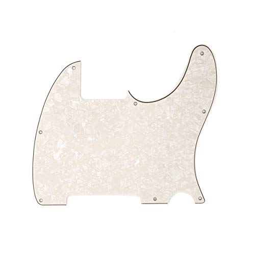 Musiclily 8 Hole Guitar Tele Pickguard Blank Guitar Scratch Plate for Fender USA/Mexican Tele Esquire,Parchment Pearl 4Ply
