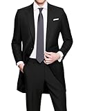 Men's Suit Blazer Long Tailcoat Suits Jacket for Men Slim Fit Mens Tuxedos Suits for Party Dinner Wedding, Black, L