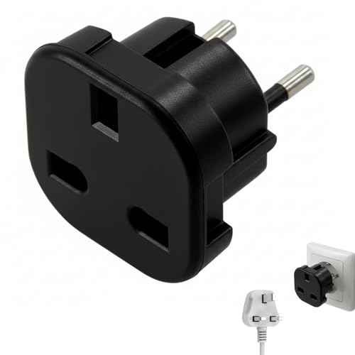 CABLEPELADO - Adaptador Enchufe UK | Adaptador Enchufe Universal | UK a Europeo | Tipo G | Negro