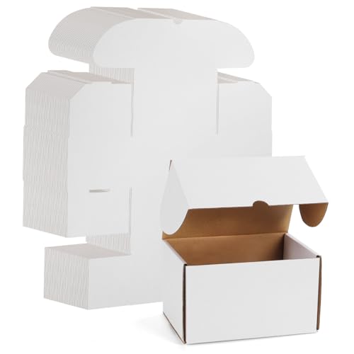Image of WIFTREY 7x5x4 Small Shipping Boxes Set of 40, White Corrugated Cardboard Box Shipping Box for Packaging Small Business, Moving, Mailing