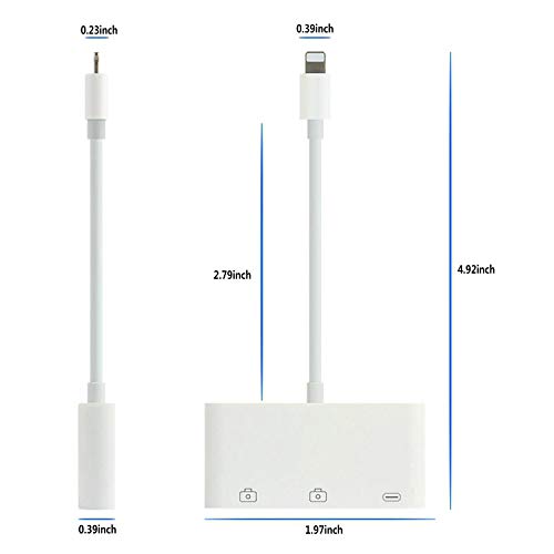 Image of rosyclo Lightning to USB3 Camera Adapter, Apple MFi Certified 3 in 1 USB 2.0 Female Cable OTG Adapter with Charging Port,Compatible with iPhone12 /11 /11Pro /X /8 /7 /6 /iPad,USB Drive,MIDI Keyboard,Mouse