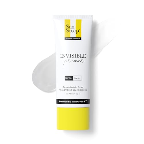 SunScoop Invisible Primer Sunscreen 45g | Transparent Velvety Primer Like Finish | Minimises Pores | Gives flawless base for Makeup | Added SPF 50+ PA++++ Protection