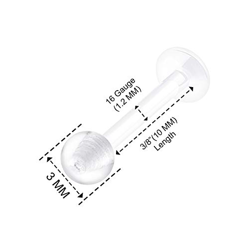 6PCS Bioplastic Clear Monroe Piercing Retainer 16 Gauge 3/8 10mm Ball Medusa Lobe Earrings Cartilage Jewelry 25003