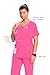 Cherokee Infinity Womens Mock Wrap Scrub Top, 4 Pockets, Rib-Knit Panel, Moisture-Wicking 360° Stretch - 2625A, XL, Carmine Pink