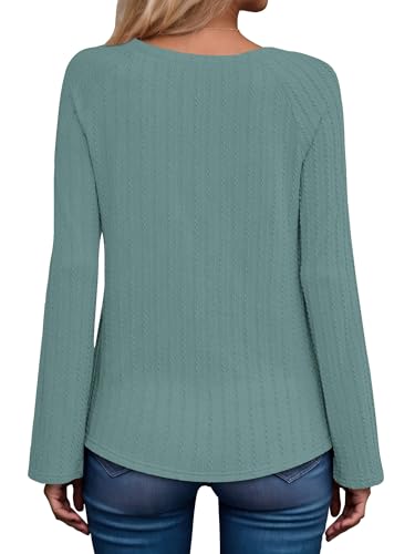 ONLYSHE Womens Shirts Long Sleeve Crewneck Tunic Tops Casual Lightweight Knit Solid Color Sweatshirts Trendy Blouse Basic Tee