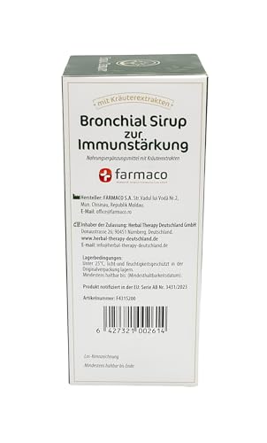 Bronchial Sirup zur Immunstärkung 200 ml – pflanzlicher Sirup mit Thymian – Nahrungsergänzungsmittel für Atemwege & Abwehrkräfte