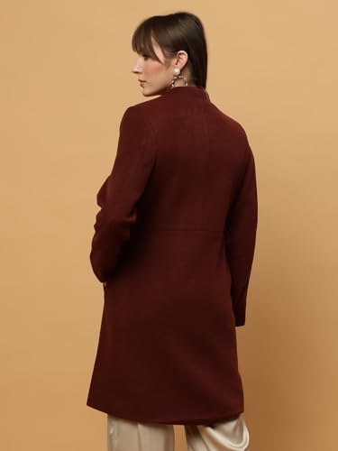 Image of BEATNIK Shawl Collar Full Sleeve Maroon Women's Blazers