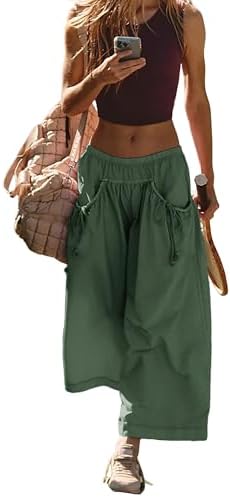 Hooever Women's Loose Wide Leg Track Pants Drawstring Pockets Ela...