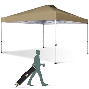   CROWN-SHADES-12x12-Pop-Up-Canopy-Outside-Canopy-Patented-One-Push-Tent-Canopy-with-Wheeled-Carry-Bag-Bonus-8-Stakes-and-4-Ropes-Beige