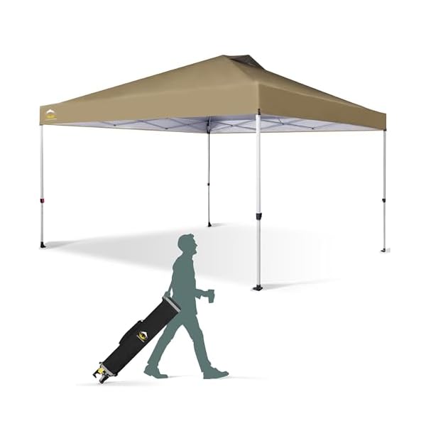   CROWN-SHADES-12x12-Pop-Up-Canopy-Outside-Canopy-Patented-One-Push-Tent-Canopy-with-Wheeled-Carry-Bag-Bonus-8-Stakes-and-4-Ropes-Beige