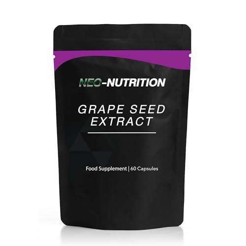 Organic Grapeseed Extract 25,000mg - High Strength 50:1 Extract - 60 Vegan Capsules - Resealable and Recyclable Pouch Neo Nutrition