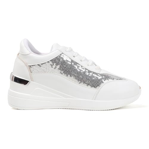 Image of Vendoz Women Wedding & Party Casual High Heel Sneakers I Cushioned Insole I Glittery & Embellished Bridal Wear I Lightweight and Stylish Shoes for Girls CNV7065