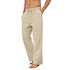 Puimentiua Cotton Linen Pants Men Casual Loose Fit... #3