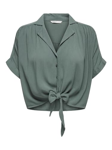 Only Onlpaula Life S/S Tie Shirt Wvn Noos, Camicia a maniche corte Donna, Balsamo Verde, M