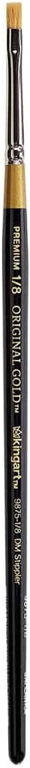 KINGART Premium Original Gold 9875-1/8 Oval STIPPLER - Synthetic Series Artist Brush, Golden Taklon Hair, Short Handle, for Acrylic, Watercolor, Oil and Gouache Painting, Size 1/8"