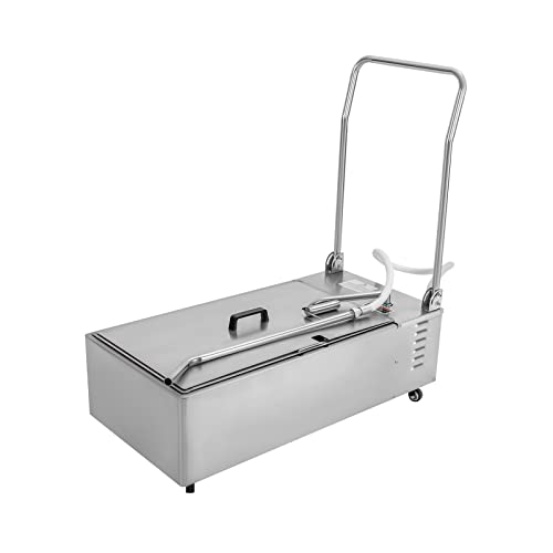 Ahulin Mobile Fryer Filter, 55L Foldable Fryer Oil Filter Oil Filtration System Cart Filtering Machine with 360° Rotatable Universal Wheels and Foldable Handle for Burger Stores, Restaurants