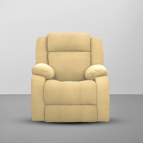 Image of Kayro Comfy Fabric | 1 Seater Recliner Sofa, Premium Fabric Upholstery, Soft Padded Body with Comfortable Cushions, Manual Recliner Chair for Living Room & Home Relaxation | Cream