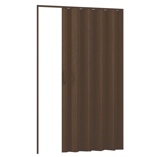 ESTO Porta a Soffietto da Interno 84 x 215 cm Misura, Economy, Premium, Deluxe quality, Porta Scorrevole 10 Colori diversi Bianco, Noce, Legno Scuro e Chiaro (Economy, Legno Scuro Venato)
