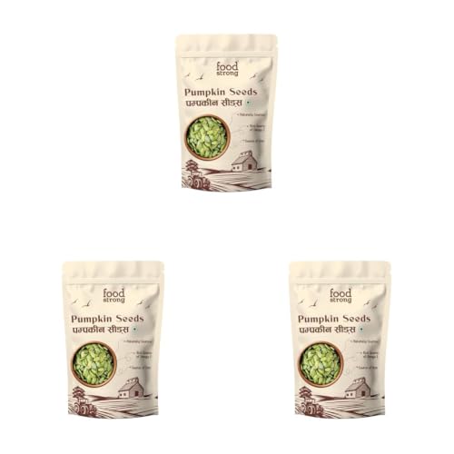 Image of Foodstrong Pumpkin Seeds | Rich Source of Omega 3, Iron & Protein | Naturally Sourced, Gluten-Free, GMO-Free | 200g (Pack of 3)
