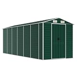 Gecheer Capanno da Giardino in Acciaio, Casetta Attrezzi con Porta in Acciaio Zintato, Verde, 191x555x198 cm
