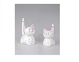  Formano Deko Katzen oder Spardose Katze Luky Keramik weiß (2er Set Dekofiguren Katzen 10+12cm, Keramik)