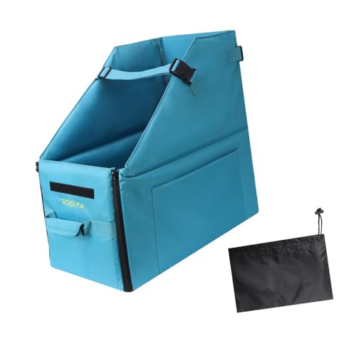 Vaveren Folding Bike Storage Box,Bicycle Organizer Carrying Zipper Carrier Travel Case with Dust Cover for Outdoor Cycling, Bright Blue