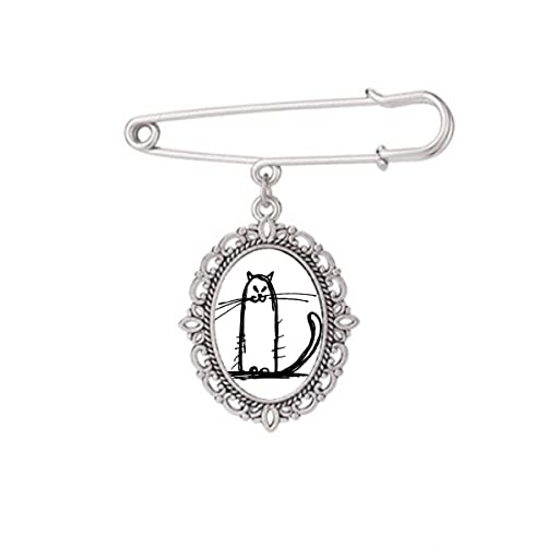 Broche chat noir assis en taille M pour accessoiriser vos vestes