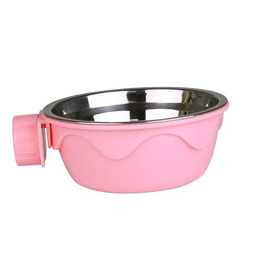 COSMEVIVI ペット用ステンレス製ぶら下げボウル 大型犬 猫用 固定式 飲食器 取り外し可能 ペットケージ設置 ピンク