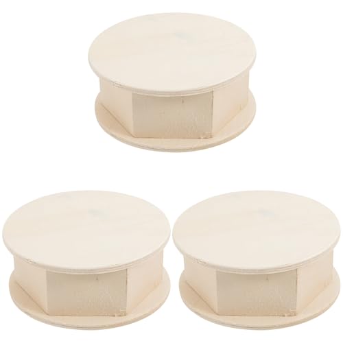 ELAYARD Cajas de Madera sin Terminar 3 Unidades Pequeñas Tapa para Manualidades, Organizador Ligero y Resistente Adecuado para Joyas y Decoración Hogar