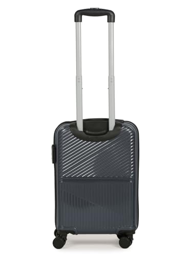 Image of Teakwood Small Size 8 Wheels Trolley Bag, Hard Cabin with Zipper Closure, Adjustable Push Button & Cross Side Strap, Number Lock System 360 Degree (Small, Grey)
