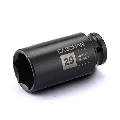 CASOMAN 6-Point 1/2-Inch Drive Deep Impact Socket- 1-7/16" (SAE), CR-MO, 1/2-inch Drive 6 Point Axle Nut Socket for Easy Removal of Axle Shaft Nuts (1-7/16")