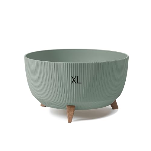 Blumentopf Schale mit Füßen Einsatz Kräutertopf Übertopf Pflanzschale Eco Recycled (Grün, XL - 47 cm)