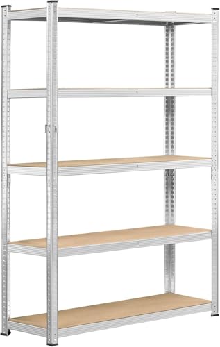 Beauenty Storage Shelves Metal Shelves Storage Rack 180cm 5 Layers (80 KG Loading Capacity Per Shelf) Metal Storage Rack Height Adjustable Storage Shelves (White A)