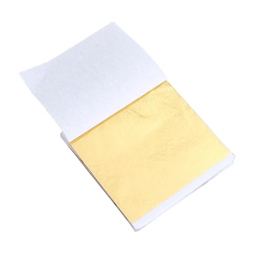 KALLORY 50 Pcs hoja de oro hoja de uñas de oro lámina de oro de arte cortina de oropel adhesivo de pan de oro hoja de pan de oro papel dorado arcilla plateada papel de aluminio Golden