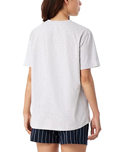 Schiesser Damen Schlafshirt Kurzarm Baumwolle - Mix + Relax Pyjamaoberteil, Grau-mel._17967, 42 EU