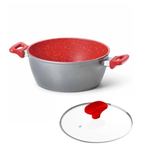 Polishop Panela Flavorstone Original 24cm com Tampa 24cm - 38 Litros, Antiaderente, Vermelha